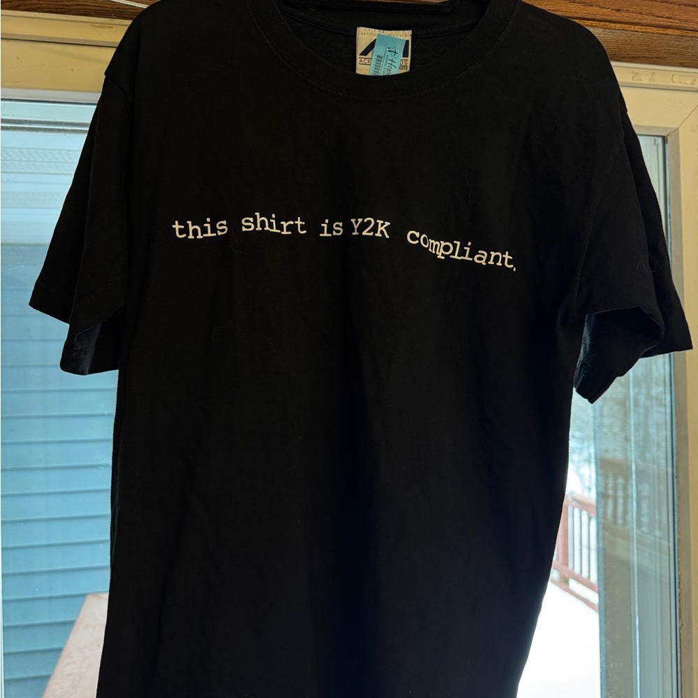 Y2K Compliant Black Tee NYE New Years Eve 2000s